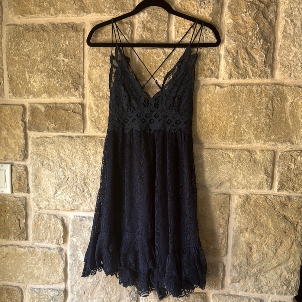 Free People Navy Lace Dress